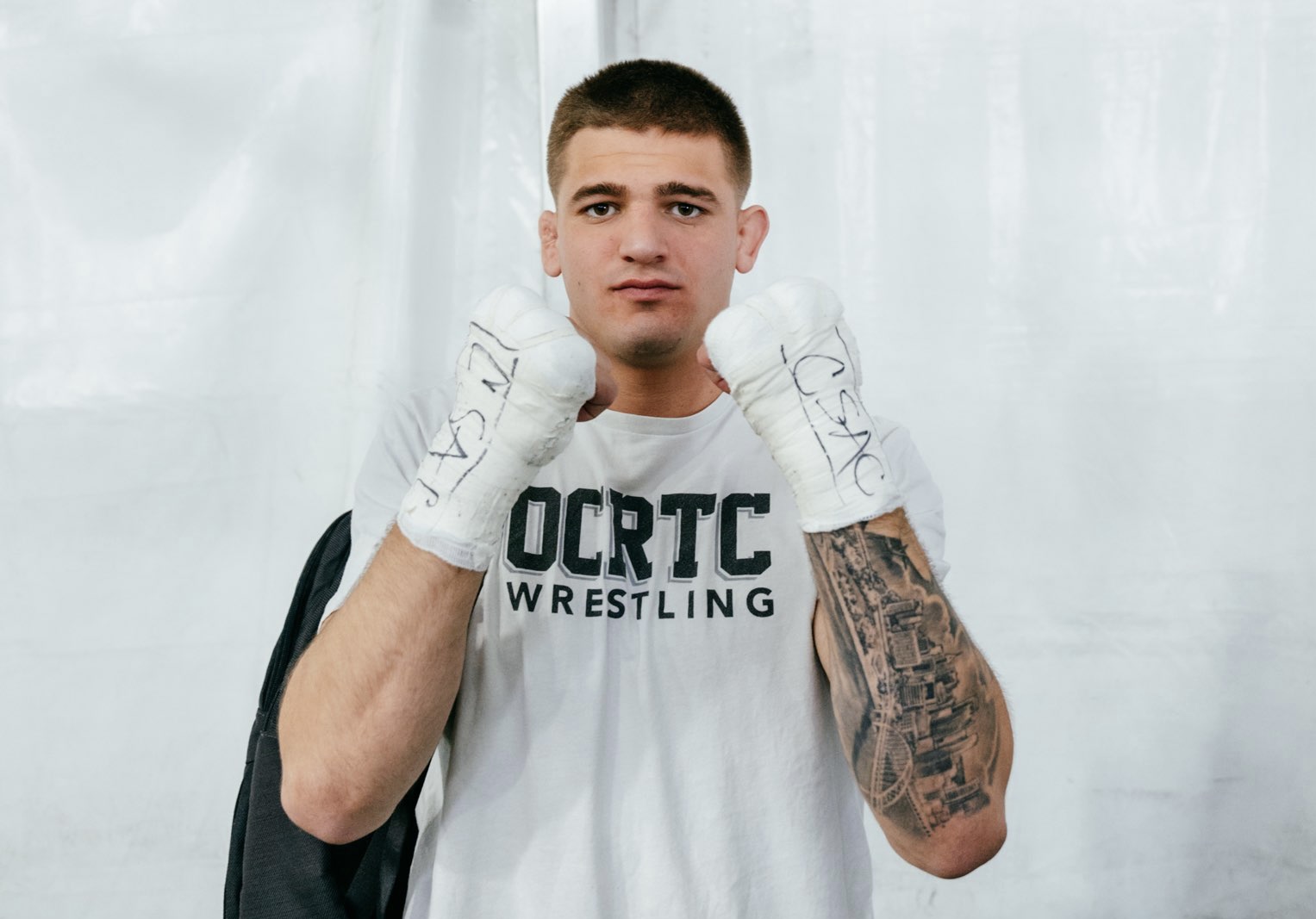 Jake Woodley with Hand Wraps