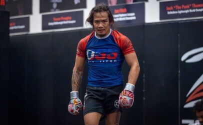 Mark Climaco mean mugging during a hard day of training